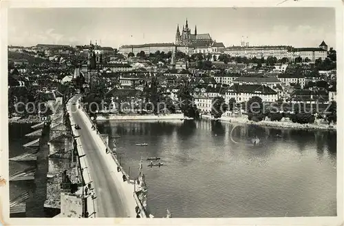 AK / Ansichtskarte Prag_Prahy_Prague Hradschin und Karlsbruecke Prag_Prahy_Prague