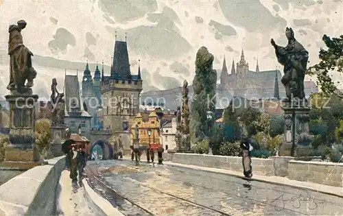 AK / Ansichtskarte Prag_Prahy_Prague Na Karlove moste Prag_Prahy_Prague
