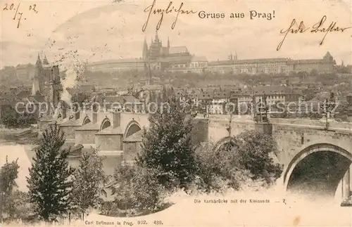 AK / Ansichtskarte Prag_Prahy_Prague Karlsbruecke mit der Kleinseite Prag_Prahy_Prague