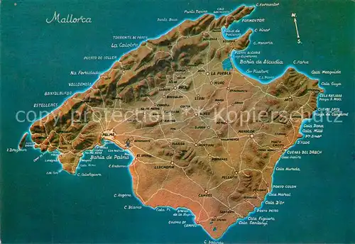 AK / Ansichtskarte Mallorca Landkarte Palma Manacor La Puebla Inca Porto Cristo  Mallorca