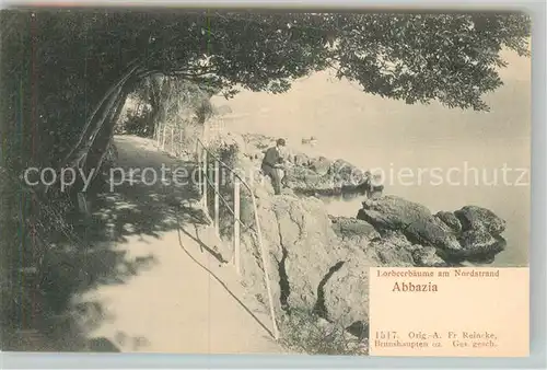 AK / Ansichtskarte Abbazia_Istrien Lorbeerbaeume am Nordstrand Abbazia_Istrien