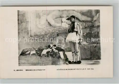 AK / Ansichtskarte Athenes_Athen Monument du Soldat Inconu Athenes Athen