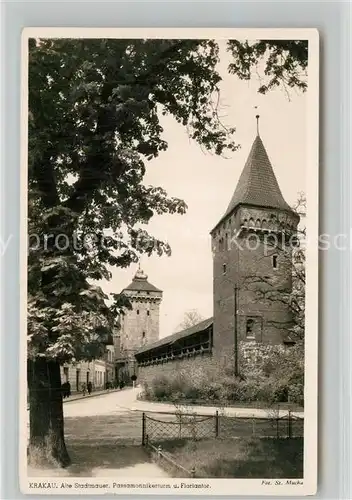 AK / Ansichtskarte Krakau_Krakow Stadtmauer Passamonnikerturm und Floriantor Krakau Krakow