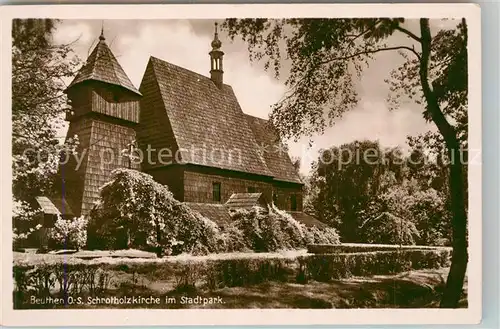 AK / Ansichtskarte Beuthen_Oberschlesien Schrotholzkirche im Stadtpark Beuthen_Oberschlesien