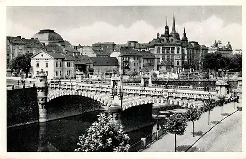 AK / Ansichtskarte Plzen_Pilsen Teilansicht mit Bruecke Plzen Pilsen