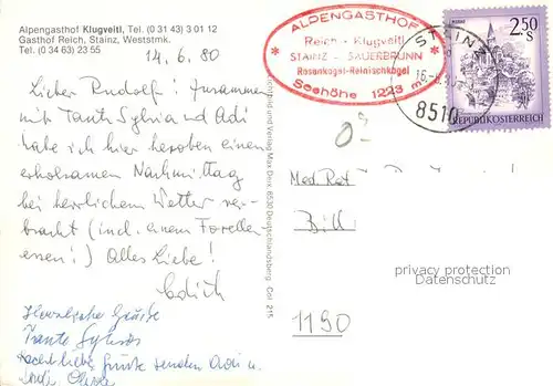 AK / Ansichtskarte Stainz Alpengasthof Klugveitl Stainz
