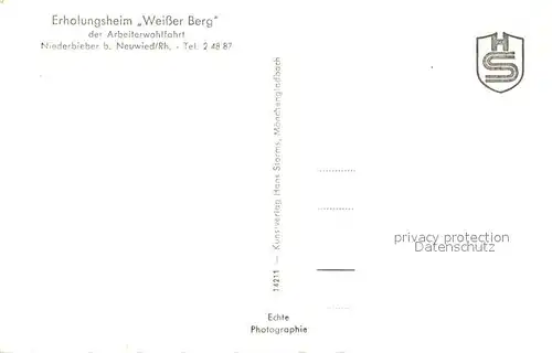 AK / Ansichtskarte Niederbieber_Neuwied Erholungsheim Weisser Berg der AWO Niederbieber Neuwied