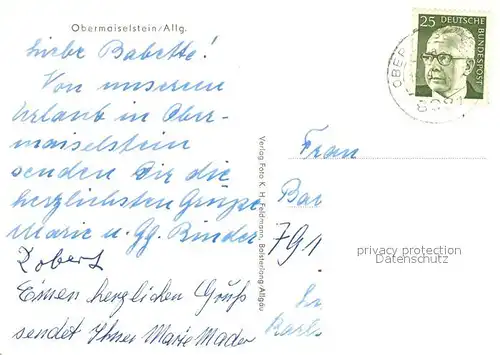 AK / Ansichtskarte Obermaiselstein Gesamtansicht mit Alpenpanorama Kirche Kuehe Schlucht Felsen Edelweiss Obermaiselstein