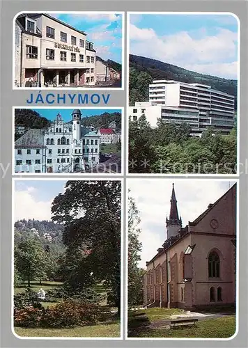 AK / Ansichtskarte Jachymov Hornicky dum Rathaus Sanatorium Park Kirche Jachymov