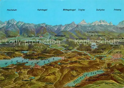 AK / Ansichtskarte Villach_Kaernten Kaerntner Seengebiet mit Karawanken aus der Vogelperspektive Villach_Kaernten