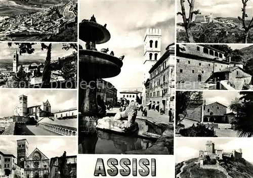 AK / Ansichtskarte Assisi_Umbria Teilansichten Brunnen Kirche Schloss Assisi Umbria