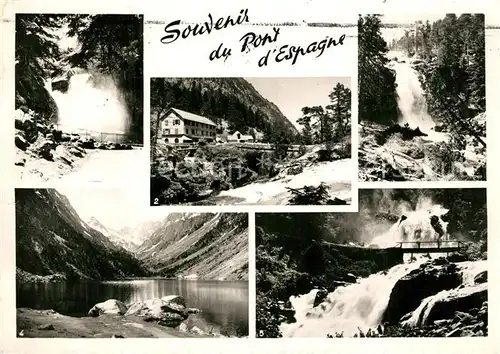 AK / Ansichtskarte Pont_d_Espagne Cascade du Cerisey Hotel Lac de Gaube Wasserfall Bergsee Pont_d_Espagne
