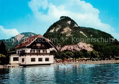 AK / Ansichtskarte Fuschl_See_Salzkammergut Hotel Seerose mit Ellmaustein Ansicht vom See aus Fuschl_See_Salzkammergut