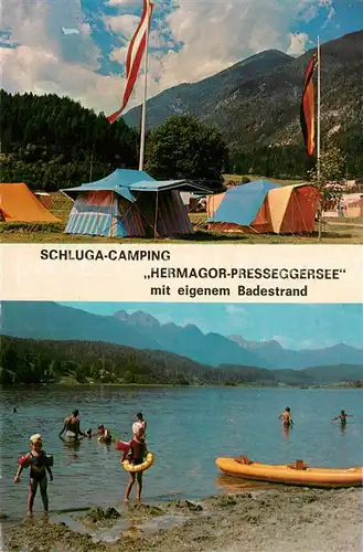 AK / Ansichtskarte Hermagor_Kaernten Schluga Camping Presseggersee Alpenpanorama Hermagor Kaernten
