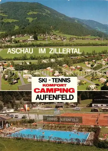 AK / Ansichtskarte Aschau_Zillertal Campingplatz Aufenfeld Freibad Tennisplatz Aschau_Zillertal