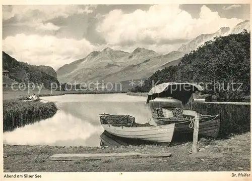 AK / Ansichtskarte Silsersee Abendstimmung am See Alpenpanorama Silsersee