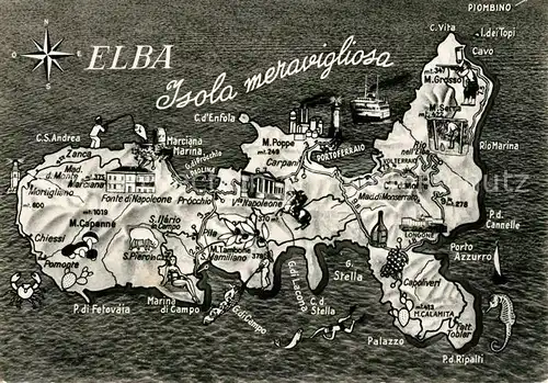 AK / Ansichtskarte Insel_Elba Isola meravigliosa Landkarte mit Sehenswuerdigkeiten Insel_Elba