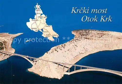 AK / Ansichtskarte Krk Insel Fliegeraufnahme Landkarte Krk