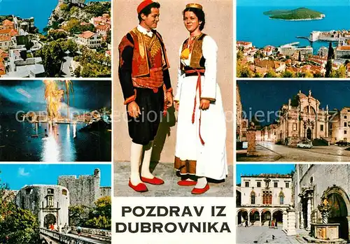 AK / Ansichtskarte Dubrovnik_Ragusa Altstadt Hafen Festung Trachten Dubrovnik Ragusa