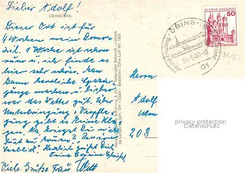 AK / Ansichtskarte Obing Alpenpanorama Fliegeraufnahme Obing