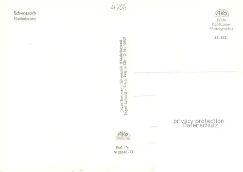 AK / Ansichtskarte Schwarzach_Niederbayern Fliegeraufnahme Schwarzach Niederbayern