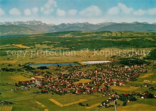 AK / Ansichtskarte Peissenberg gegen Woerth Alpspitze Zugspitze und Tiroler Alpen Fliegeraufnahme Peissenberg