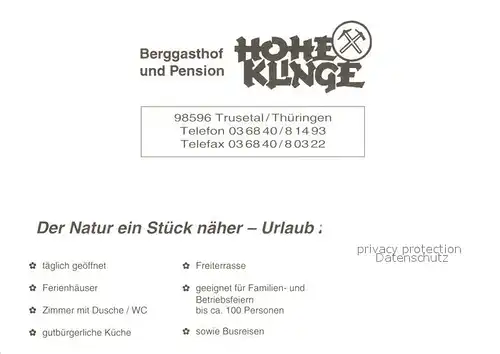 AK / Ansichtskarte Trusetal Berggasthof Pension Hohe Klinge Terrasse Grill Trusetal