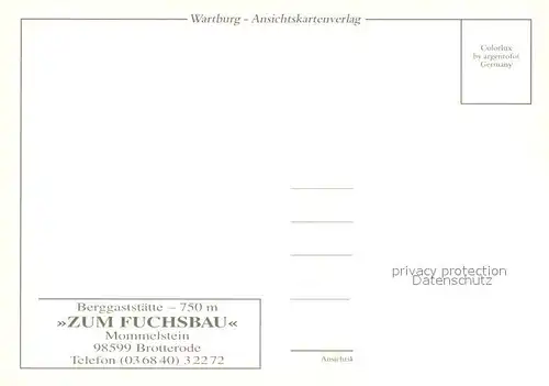 AK / Ansichtskarte Brotterode Berggaststaette Zum Fuchsbau Mommelstein Landschaftspanorama Brotterode