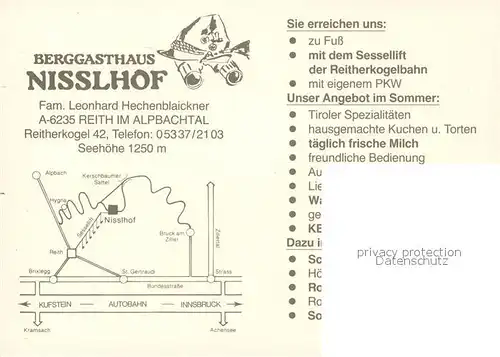 AK / Ansichtskarte Reith_Alpbachtal Berggasthaus Nisslhof Alpenpanoama Reith Alpbachtal