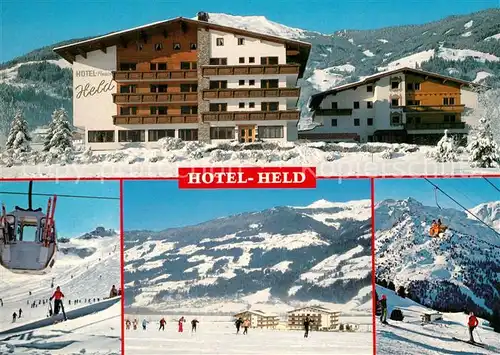 AK / Ansichtskarte Kapfing_Fuegen Hotel Held Schigebiet Spieljoch Hochfuegen Langlaufloipe Wintersportplatz Alpen Kapfing Fuegen