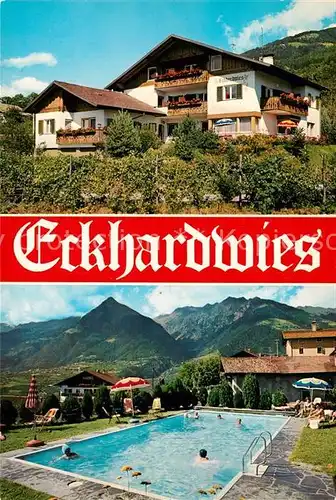 AK / Ansichtskarte Schenna_Meran Pension Eckhardwies Swimming Pool Alpenpanorama Schenna Meran
