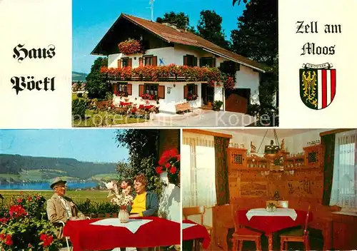 AK / Ansichtskarte Zell_Moos Gaestehaus Pension Haus Poeckl Gastraum Terrasse Zell_Moos