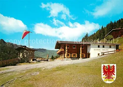 AK / Ansichtskarte Schwendau Gasthaus Pension Goldbruendl Stanglhoehe Hoarberg Wappen Schwendau