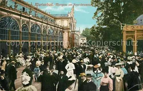 AK / Ansichtskarte Marienbad_Tschechien_Boehmen Partie am Kreuzbrunnen Marienbad_Tschechien