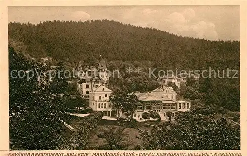 AK / Ansichtskarte Marienbad_Tschechien_Boehmen Kavarna Restaurant Bellevue Marienbad_Tschechien