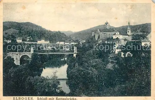 AK / Ansichtskarte Elbogen_Tschechien Schloss mit Kettenbruecke Elbogen Tschechien