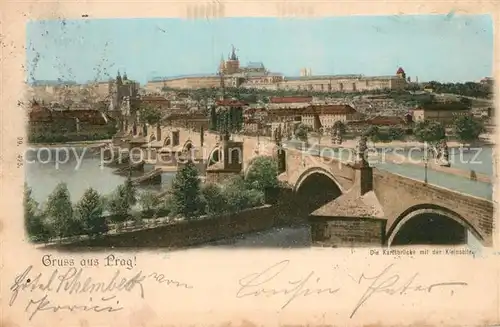 AK / Ansichtskarte Prag_Prahy_Prague Karlsbruecke mit der Kleinseite Prag_Prahy_Prague