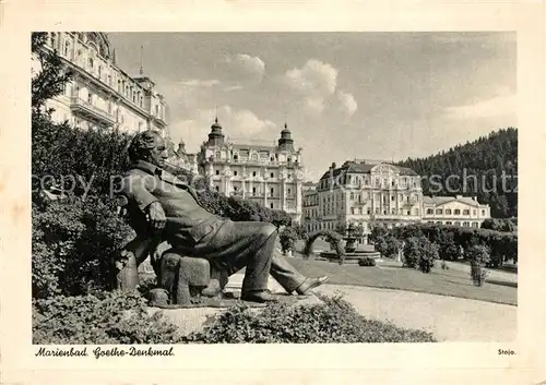 AK / Ansichtskarte Marienbad_Tschechien_Boehmen Goethe Denkmal Marienbad_Tschechien