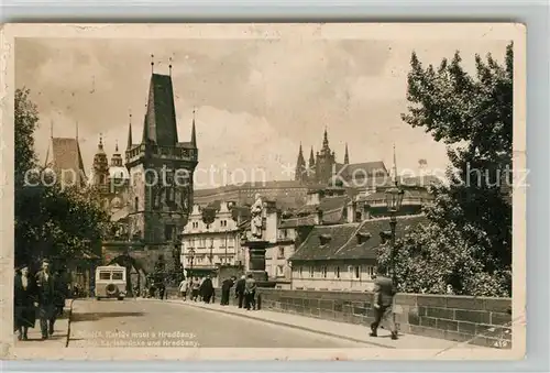 AK / Ansichtskarte Prag_Prahy_Prague Karlsbruecke und Hradschin Prag_Prahy_Prague