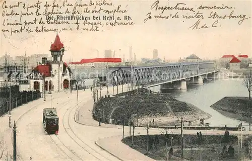 AK / Ansichtskarte Kehl_Rhein Rheinbruecke Strassenbahn Kehl_Rhein