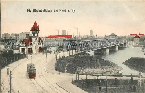 AK / Ansichtskarte Kehl_Rhein Rheinbruecke Strassenbahn Kehl_Rhein