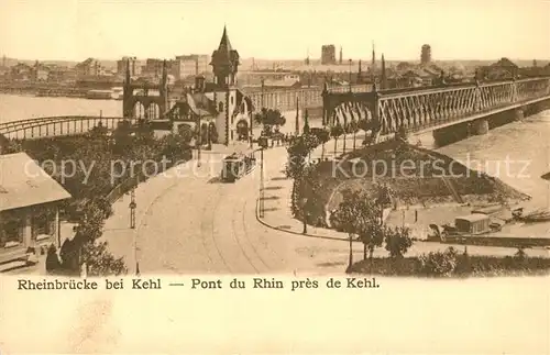 AK / Ansichtskarte Kehl_Rhein Rheinbruecke Strassenbahn Kehl_Rhein