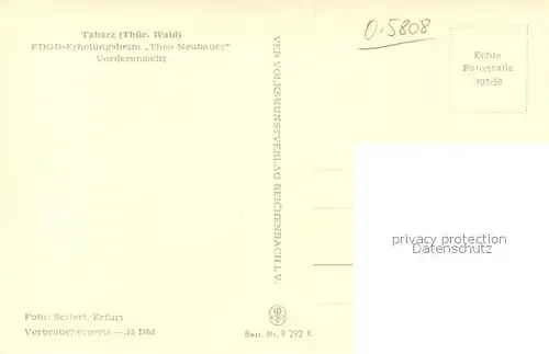 AK / Ansichtskarte Tabarz Erholungsheim Theo Neubauer Tabarz