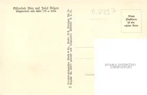 AK / Ansichtskarte Binz_Ruegen Fliegeraufnahme mit Strand Binz_Ruegen