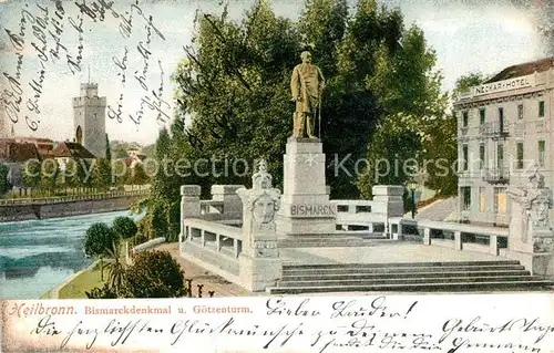 AK / Ansichtskarte Heilbronn_Neckar Bismarckdenkmal und Goetzentrum Heilbronn Neckar