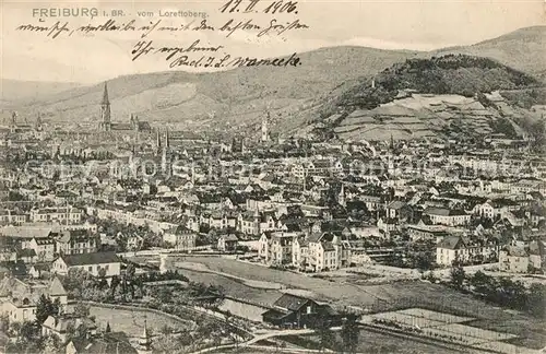 AK / Ansichtskarte Freiburg_Breisgau Blick vom Lorettoberg Freiburg Breisgau