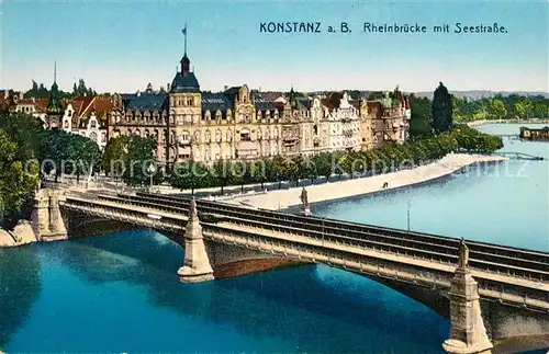 AK / Ansichtskarte Konstanz_Bodensee Rheinbruecke mit Seestrasse Konstanz_Bodensee