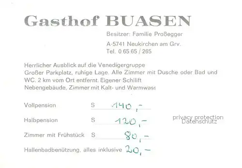 AK / Ansichtskarte Neukirchen_Grossvenediger Gasthof Buasen Restaurant Terrasse Hallenbad Alpen Neukirchen Grossvenediger