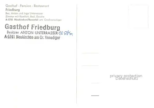 AK / Ansichtskarte Neukirchen_Grossvenediger Gasthof Friedburg Restaurant Fremdenzimmer Landschaftspanorama Alpen Neukirchen Grossvenediger