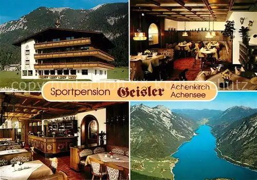 AK / Ansichtskarte Achenkirch Sportpension Gasthof Geisler Alpenpanorama Fliegeraufnahme Achenkirch